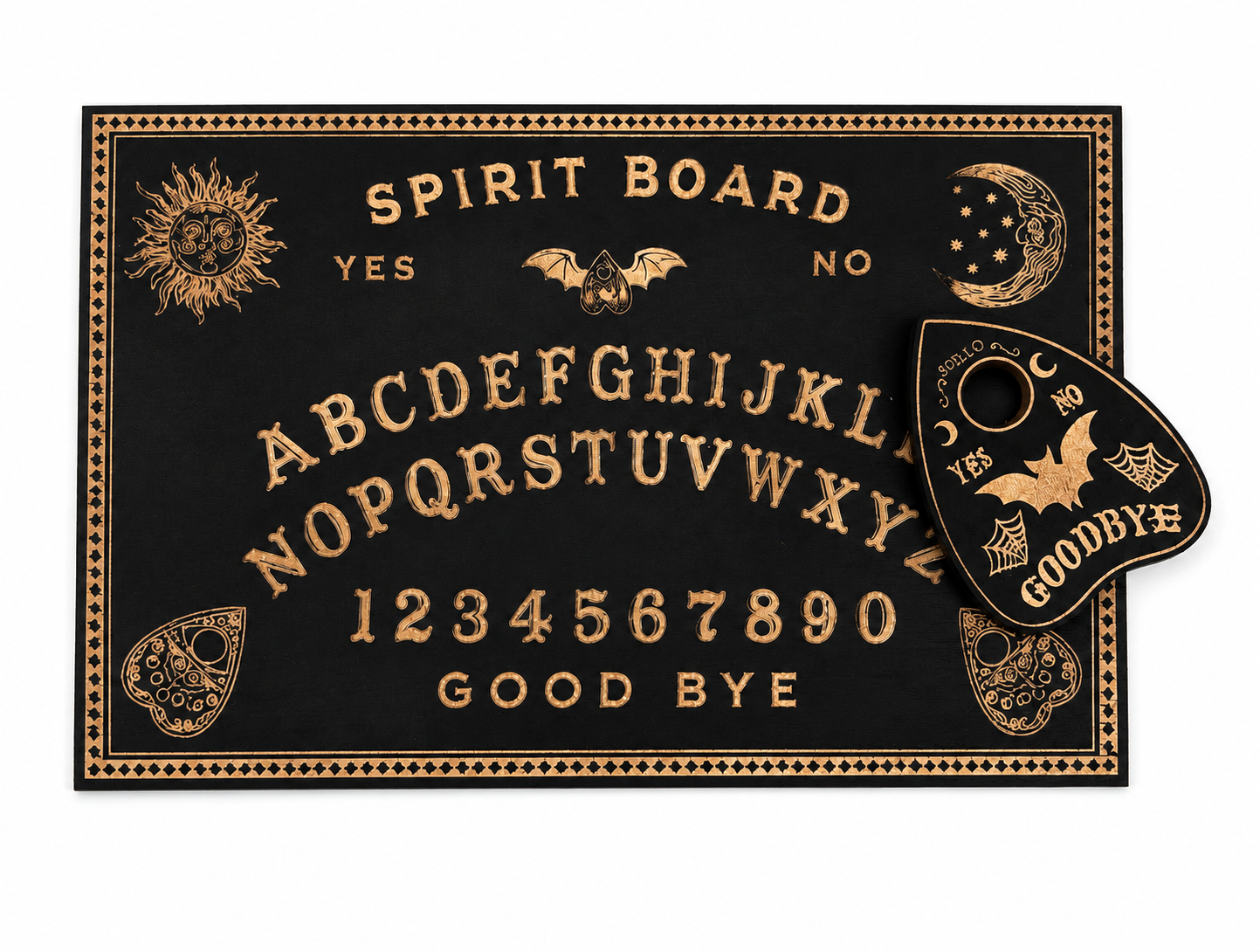 Planche Ouija Noire et Dorée avec Planchette