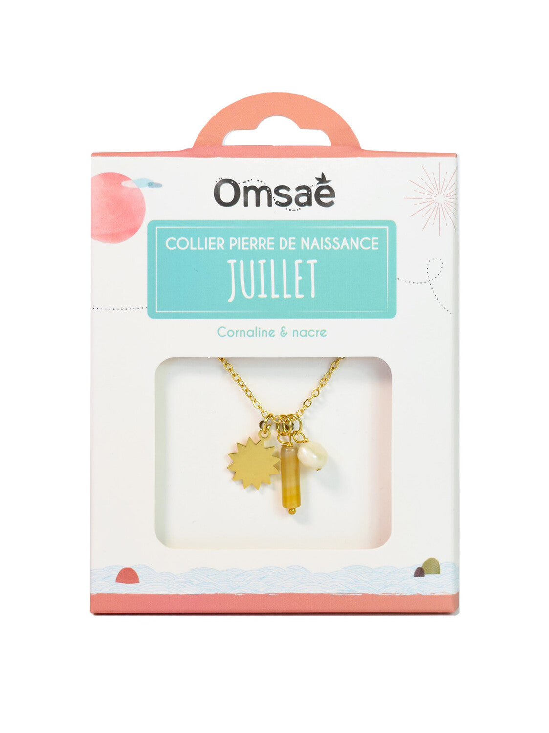 Collier Pierre de Naissance Juillet – Cornaline & Nacre Élégant