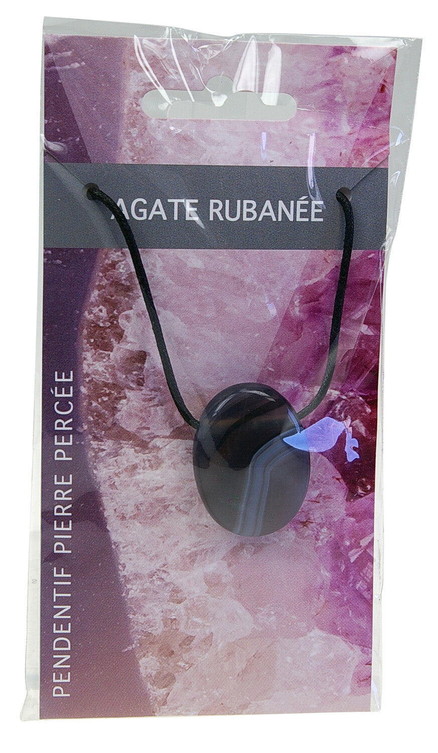 Collier Agate Rubanée – Pendentif Pierre Naturelle Anti-Stress