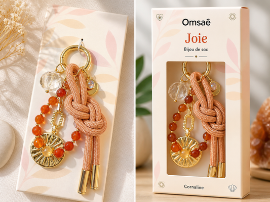 Bijou de sac Cornaline – Énergie & Confiance – Omsaé Joie