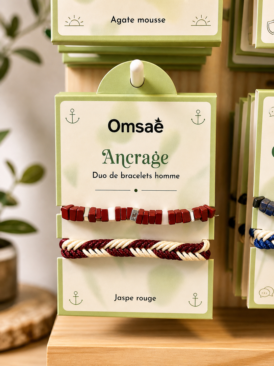 Duo Bracelets Homme Jaspe Rouge – Ancrage & Stabilité – Omsaé Ancrage