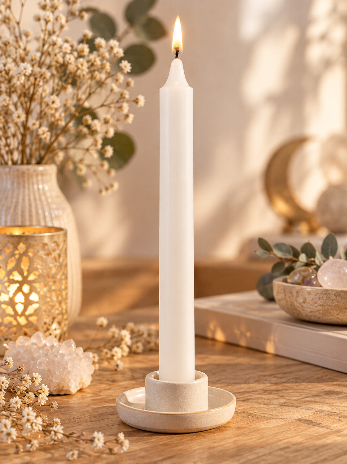Bougie teintée masse blanche – 22 cm, 60 g, longue durée 8 heures