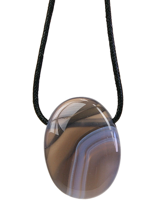 Collier Agate Rubanée – Pendentif Pierre Naturelle Anti-Stress