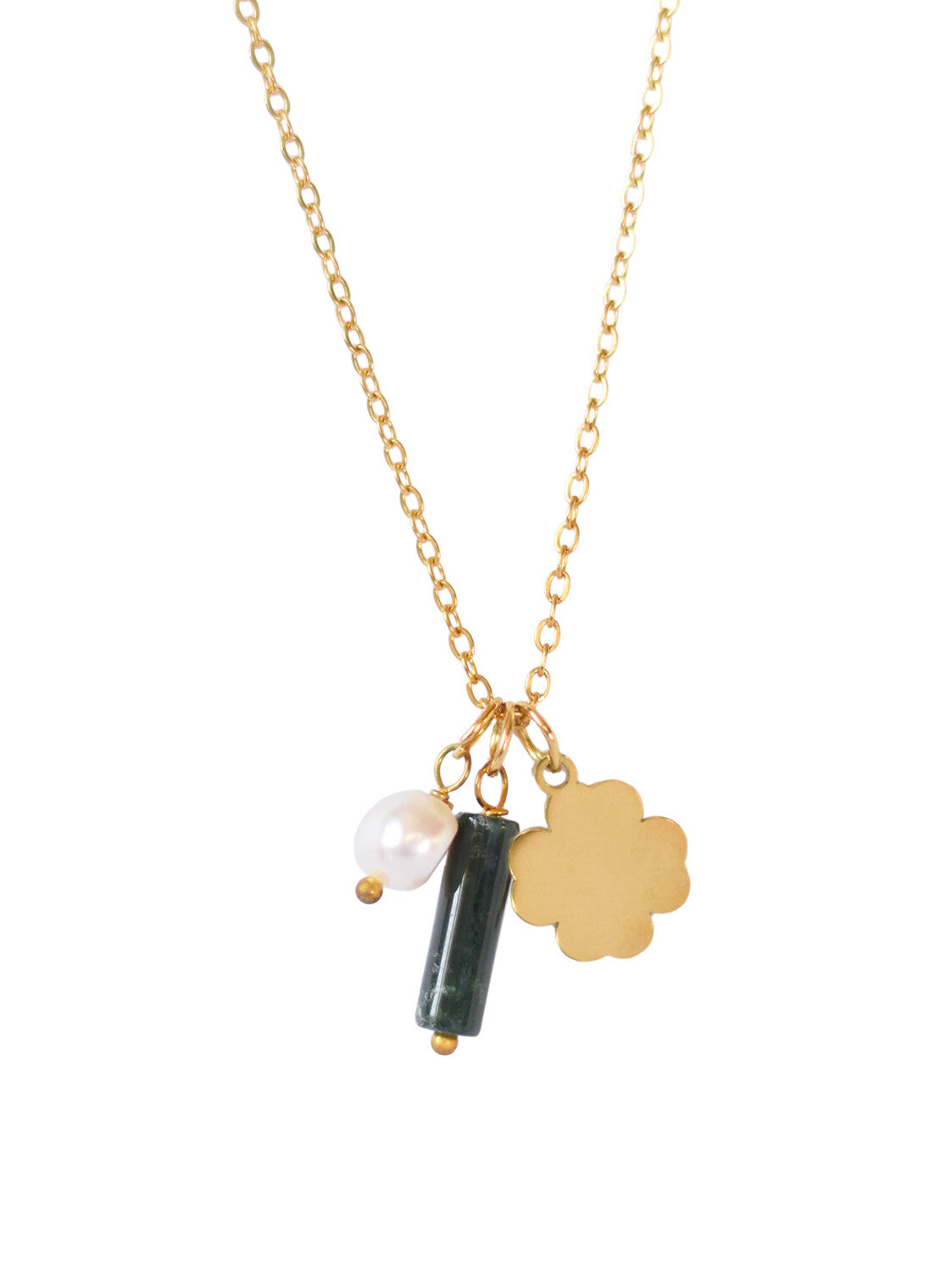 Collier Pierre de Naissance Août – Agate Mousse & Nacre Élégant