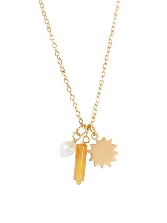 Collier Pierre de Naissance Juillet – Cornaline & Nacre Élégant