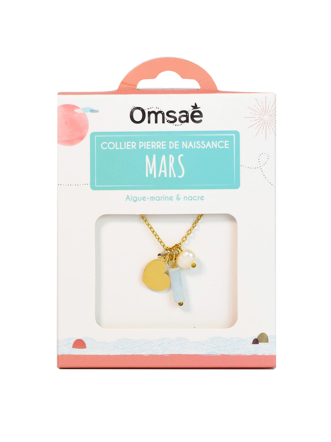 Collier Pierre de Naissance Mars – Aigue-Marine & Amour