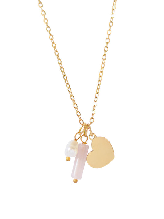 Collier Pierre de Naissance Octobre – Quartz Rose & Nacre Élégant
