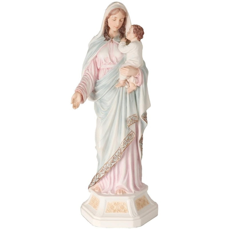 Statue Vierge à l’Enfant en Polystone Polychrome Peinte à la Main – 29 cm