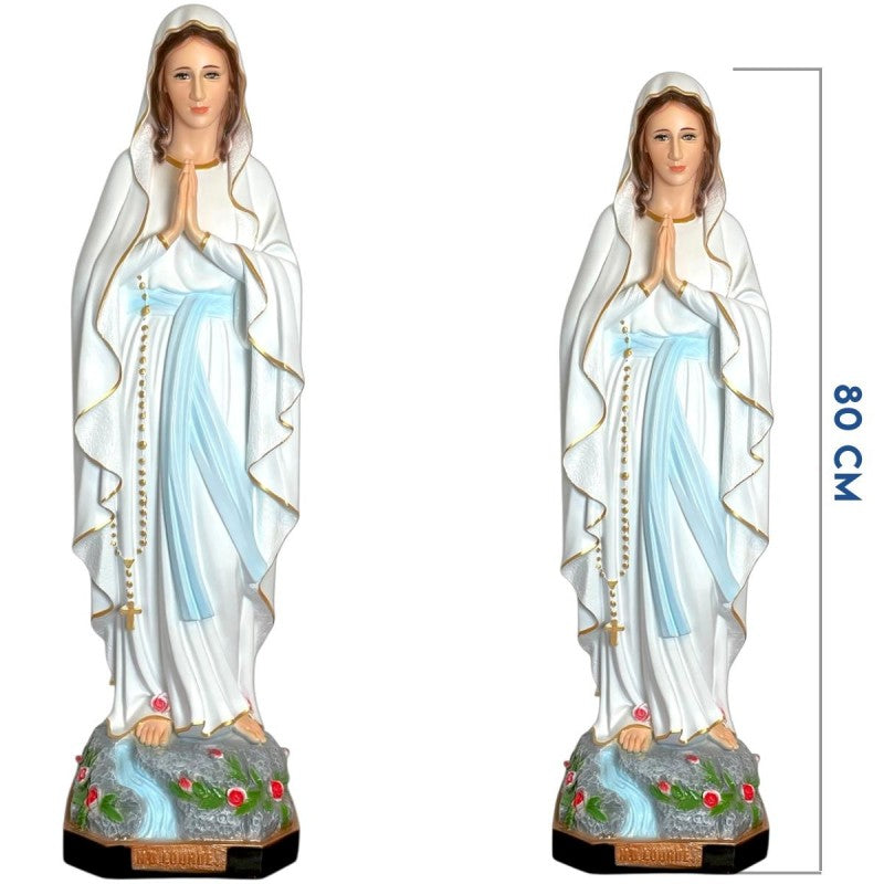 Statue Notre-Dame de Lourdes en Couleur en Fibre de Verre – 80 cm, Intérieur et Extérieur