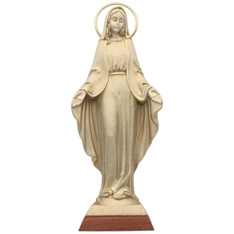 Statue Vierge Miraculeuse en Résine Sablée Dorée – 29 cm